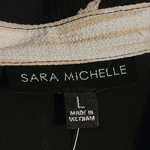 Sara Michelle Black & Tan Button Floral Blouse L - Picture 7 of 7